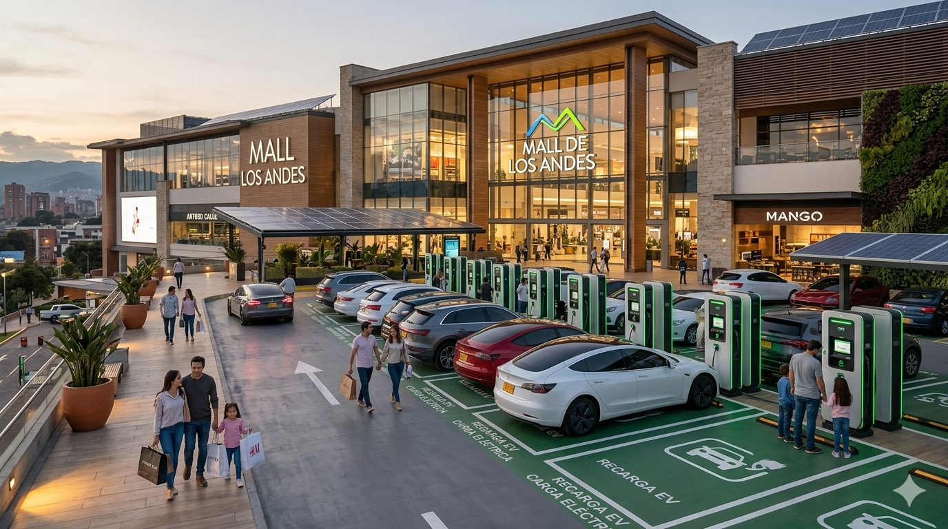 Cargadores EV en centro comercial con branding personalizado